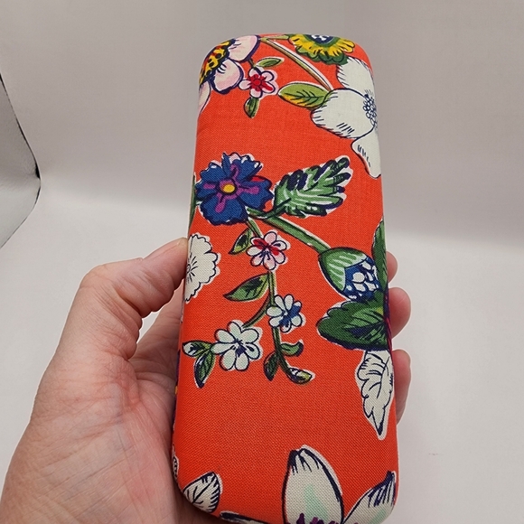Vera Bradley Coral Floral Hard Shell Glasses Case Clamshell Red Orange - Picture 3 of 5